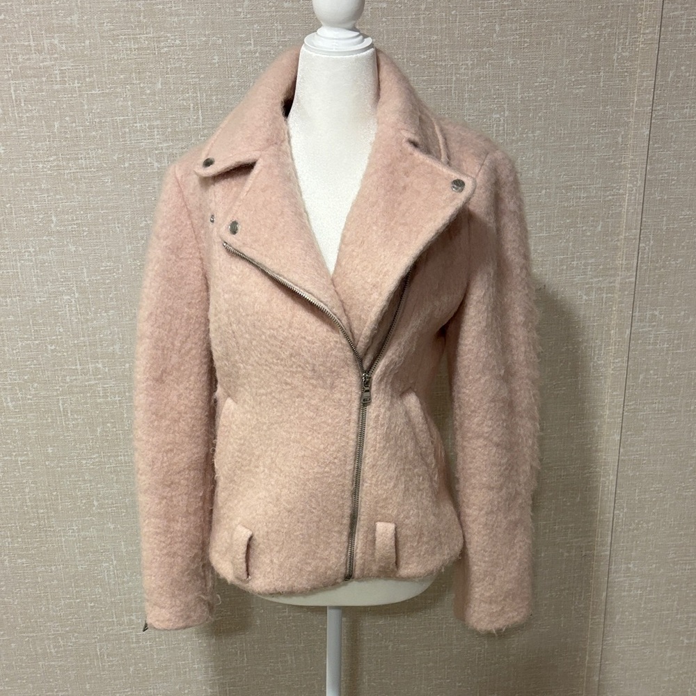 Express Blush Pink Teddy Moto Jacket